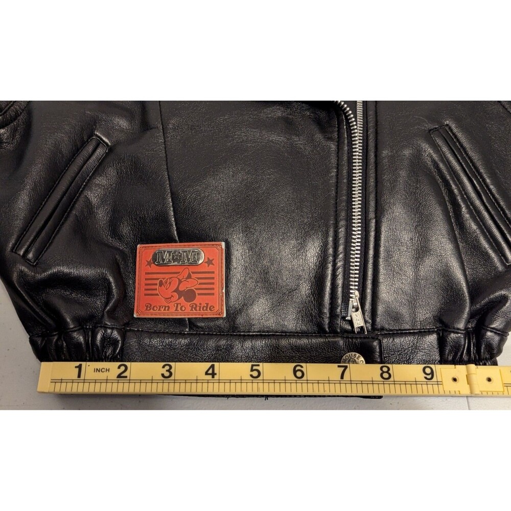 Disney Minnie Mouse Black Biker Jacket "Born to Ride" Faux Leather Kids Size 4T - Picture 12 of 16